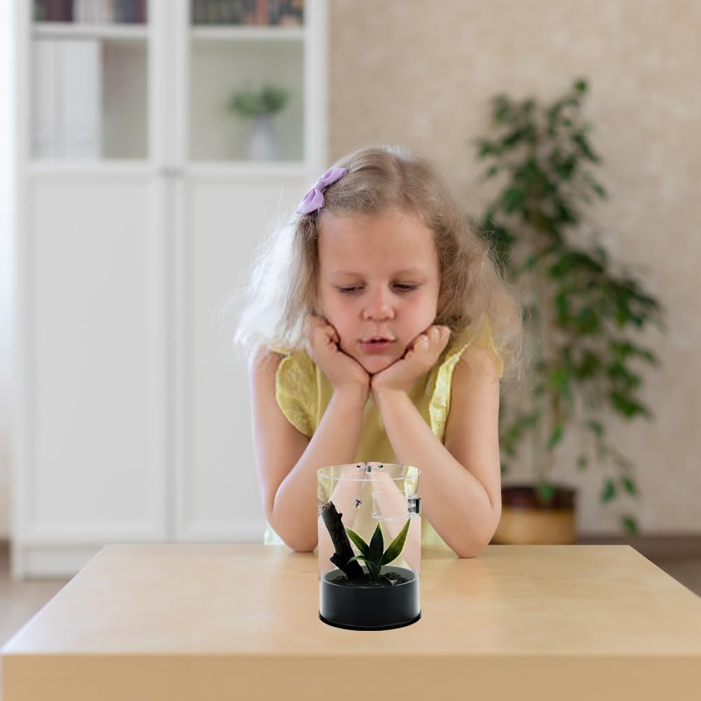 Jumping Spider Enclosure Starter Kit with Feeding Dish, Tarantula Cribs for Mantis Snails Ladybugs Insect, Micro Habitat Cage Accessories