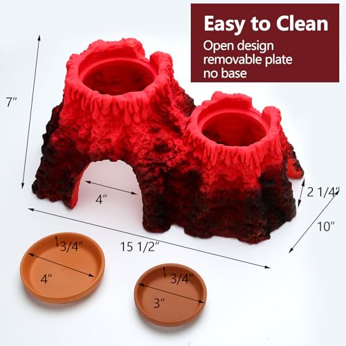 LYL LEYOULAND Reptile Hide Cave, Terrarium Hideout, Extra Large, Water Bowl for Reptiles, Made of Ceramic, Help Shedding for Reptile Amphibians Leopard Gecko