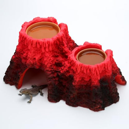 LYL LEYOULAND Reptile Hide Cave, Terrarium Hideout, Extra Large, Water Bowl for Reptiles, Made of Ceramic, Help Shedding for Reptile Amphibians Leopard Gecko