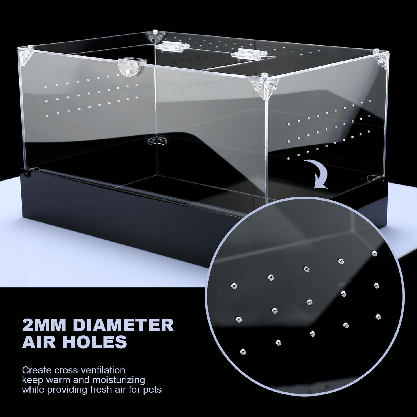 Hermit Crab Tank, Tarantula Enclosure Reptile Terrarium, 15 * 10 * 8 1/2" Acrylic Cage for Insect, Amphibians, Bugs, Snail，Scorpion, Mantis