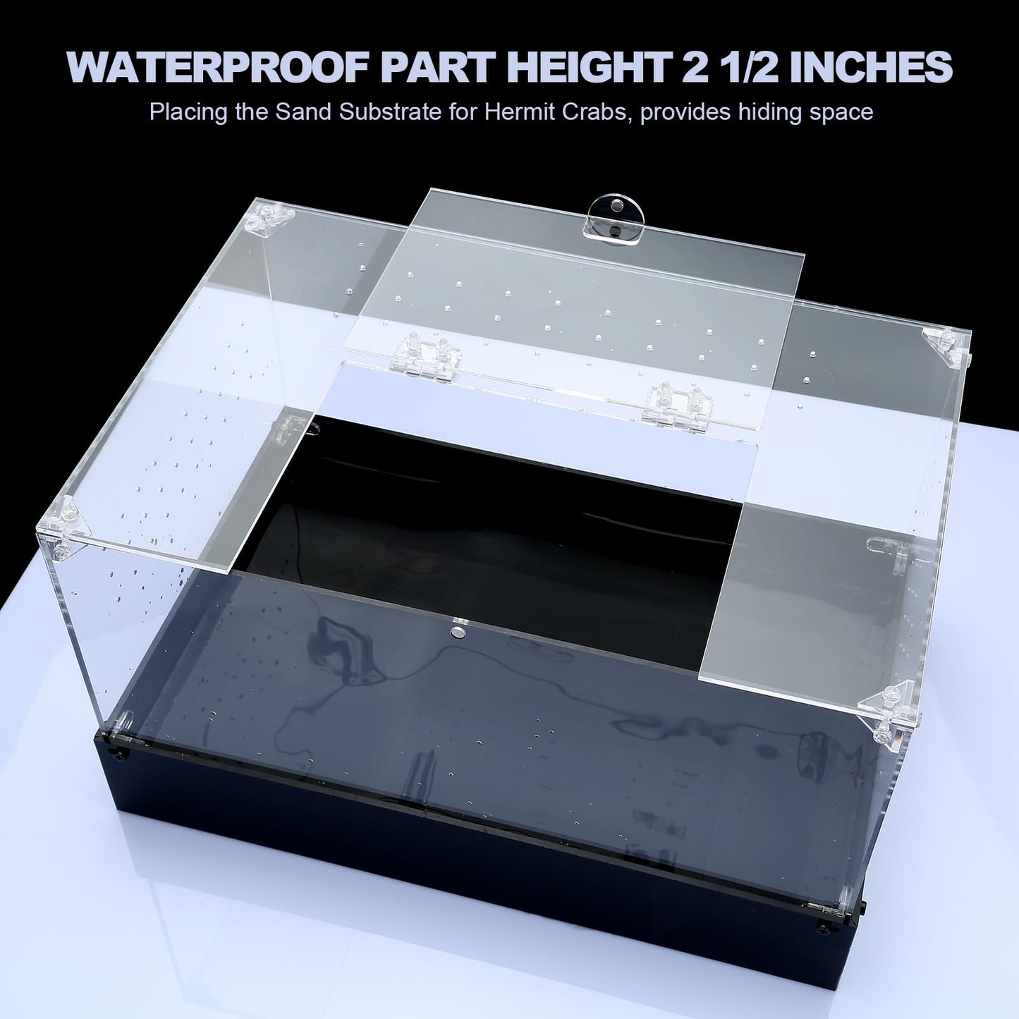 Hermit Crab Tank, Tarantula Enclosure Reptile Terrarium, 15 * 10 * 8 1/2" Acrylic Cage for Insect, Amphibians, Bugs, Snail，Scorpion, Mantis