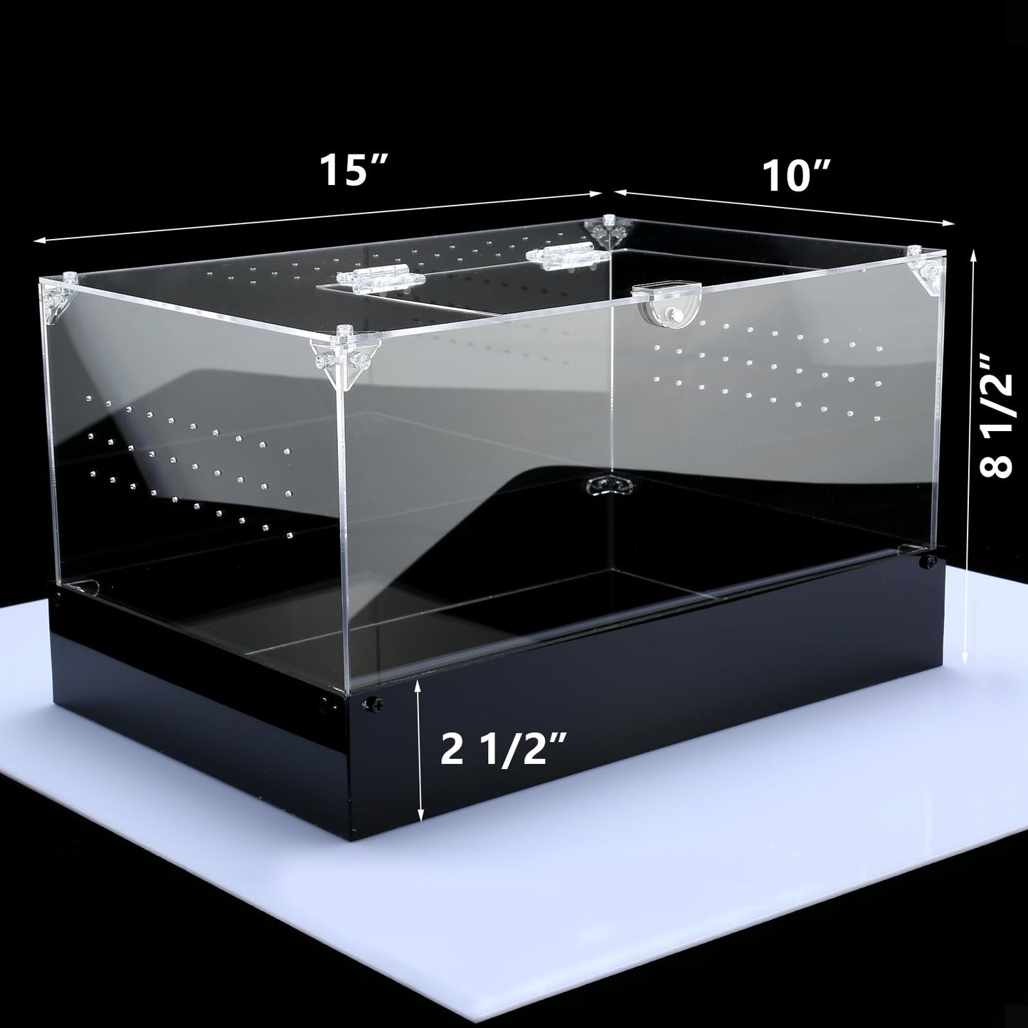 Hermit Crab Tank, Tarantula Enclosure Reptile Terrarium, 15 * 10 * 8 1/2" Acrylic Cage for Insect, Amphibians, Bugs, Snail，Scorpion, Mantis