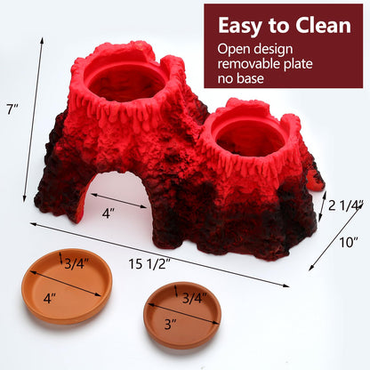 LYL LEYOULAND Reptile Hide Cave, Terrarium Hideout, Extra Large, Water Bowl for Reptiles, Made of Ceramic, Help Shedding for Reptile Amphibians Leopard Gecko