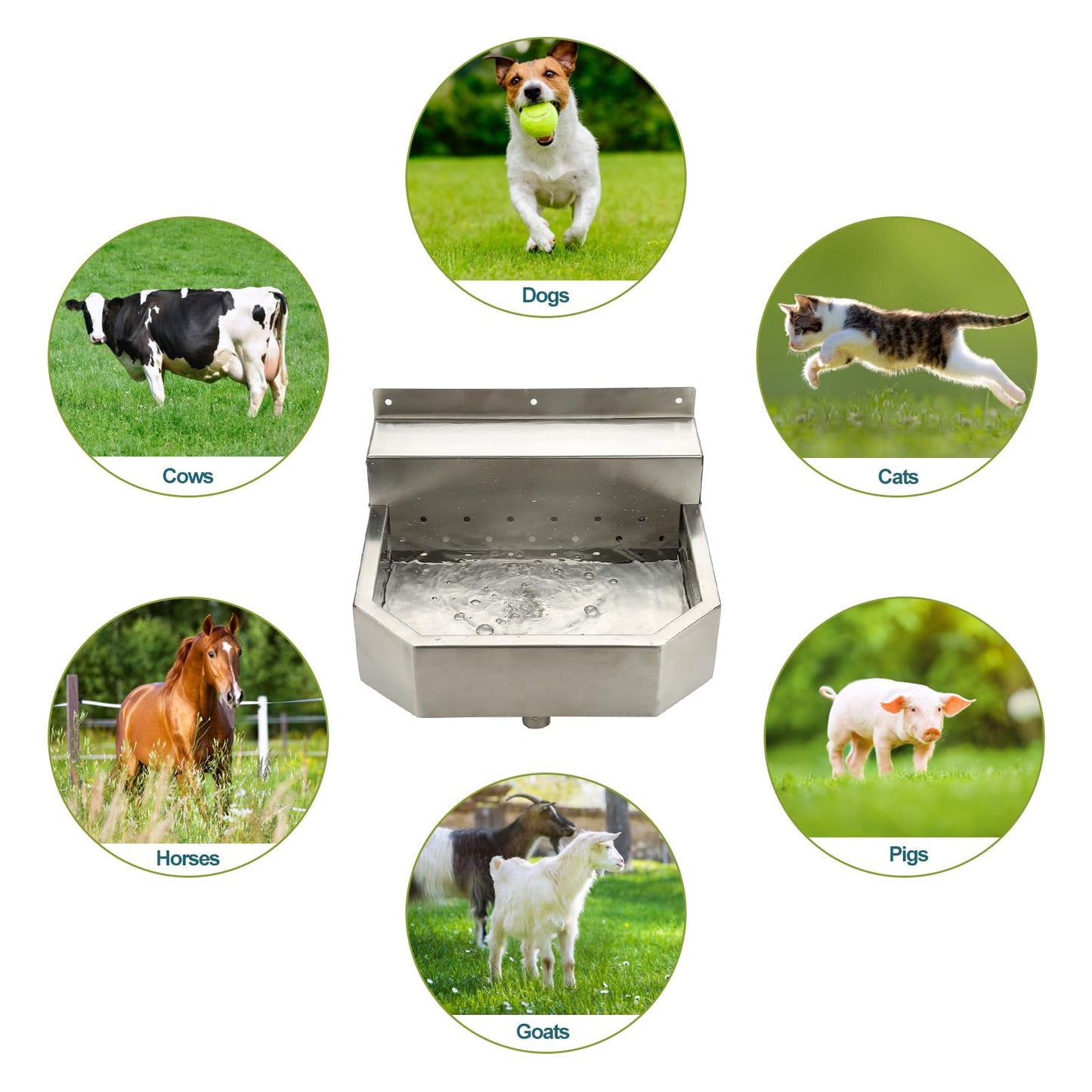 Outdoor Automatic Dog Waterer Bowl Dispenser，Self Filling Stock Waterer for Horses, Cattle, Goats, Pigs, Livestock, Heavy Stainless Steel, Extra Large Farm Animal Waterer Dispenser