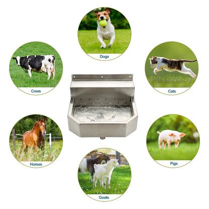 Outdoor Automatic Dog Waterer Bowl Dispenser，Self Filling Stock Waterer for Horses, Cattle, Goats, Pigs, Livestock, Heavy Stainless Steel, Extra Large Farm Animal Waterer Dispenser