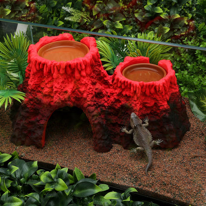 LYL LEYOULAND Reptile Hide Cave, Terrarium Hideout, Extra Large, Water Bowl for Reptiles, Made of Ceramic, Help Shedding for Reptile Amphibians Leopard Gecko