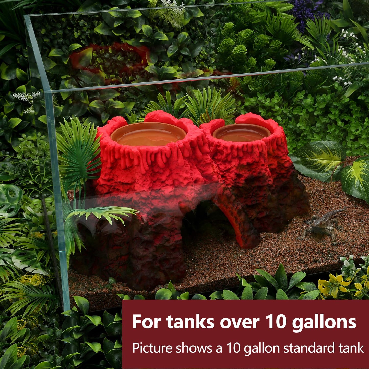 LYL LEYOULAND Reptile Hide Cave, Terrarium Hideout, Extra Large, Water Bowl for Reptiles, Made of Ceramic, Help Shedding for Reptile Amphibians Leopard Gecko