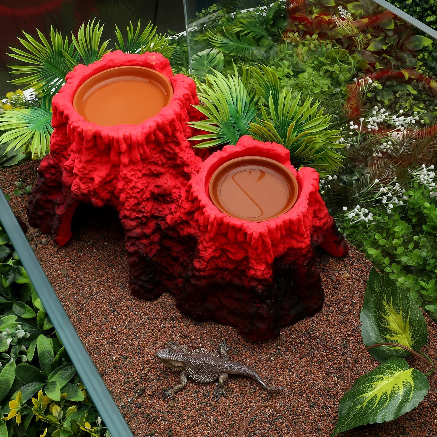 LYL LEYOULAND Reptile Hide Cave, Terrarium Hideout, Extra Large, Water Bowl for Reptiles, Made of Ceramic, Help Shedding for Reptile Amphibians Leopard Gecko